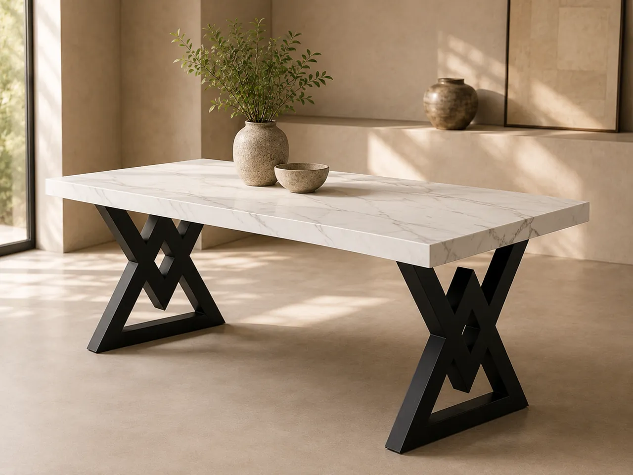 The Novara Table in White granite finish — Novex Lifestyle furniture