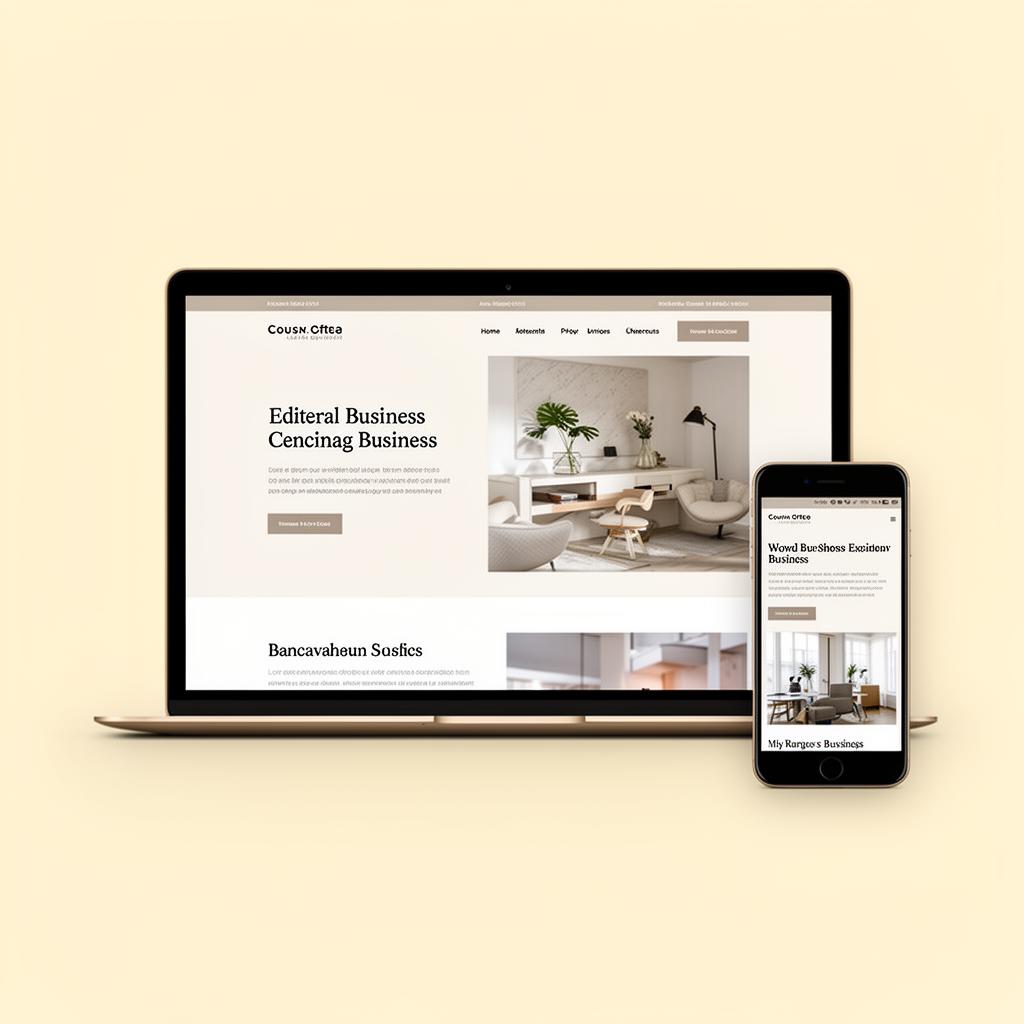 Modern professional website mockup on laptop and mobile
